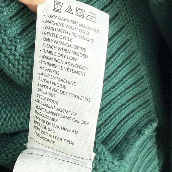 Oak Hill 3XL Green Cotton Shawl Collar Vneck Cable Knit pullover Sweater - Picture 14 of 16
